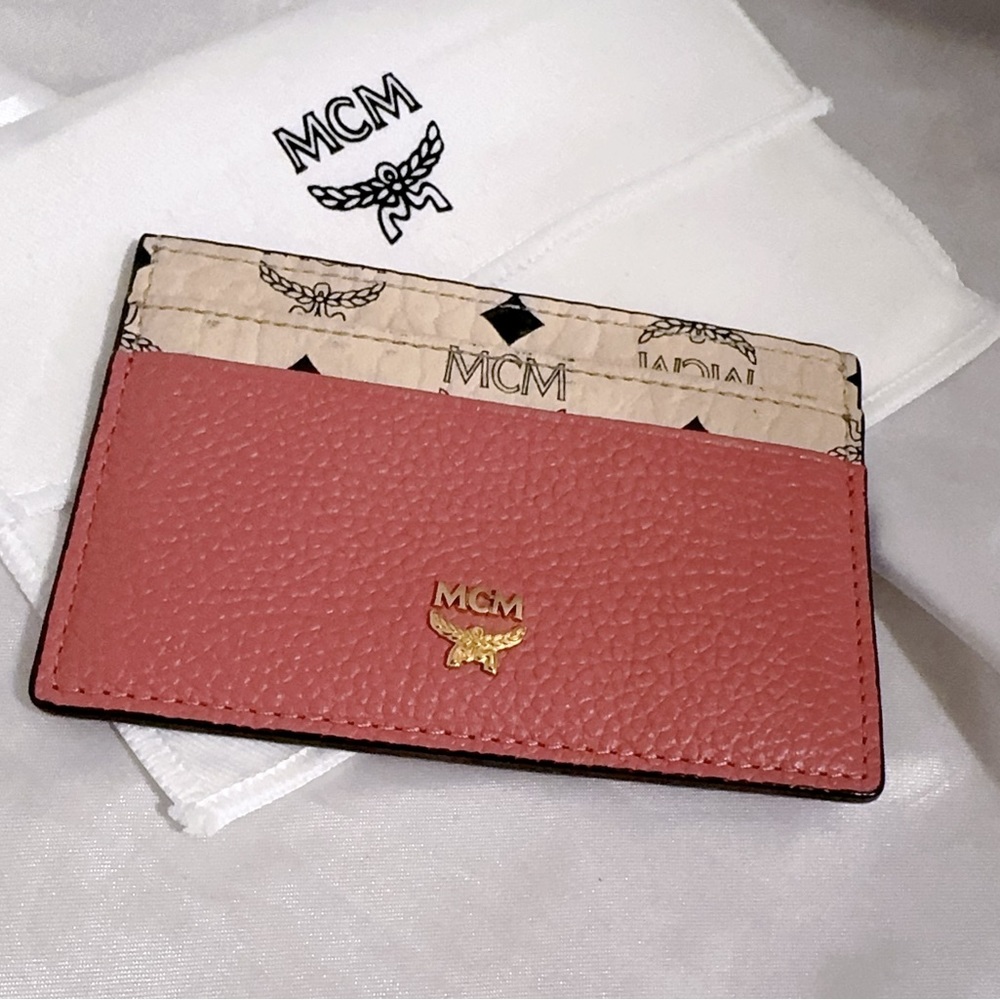 MCM Peachy x Beige Logo Print Card Holder